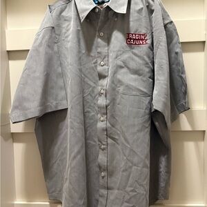 Gray Button-Up University of LA at Lafayette with Embroidered Logo front & back